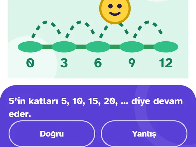 6. sınıf şimşek turu: 5'in katları üzerine doğru–yanlış sorusu